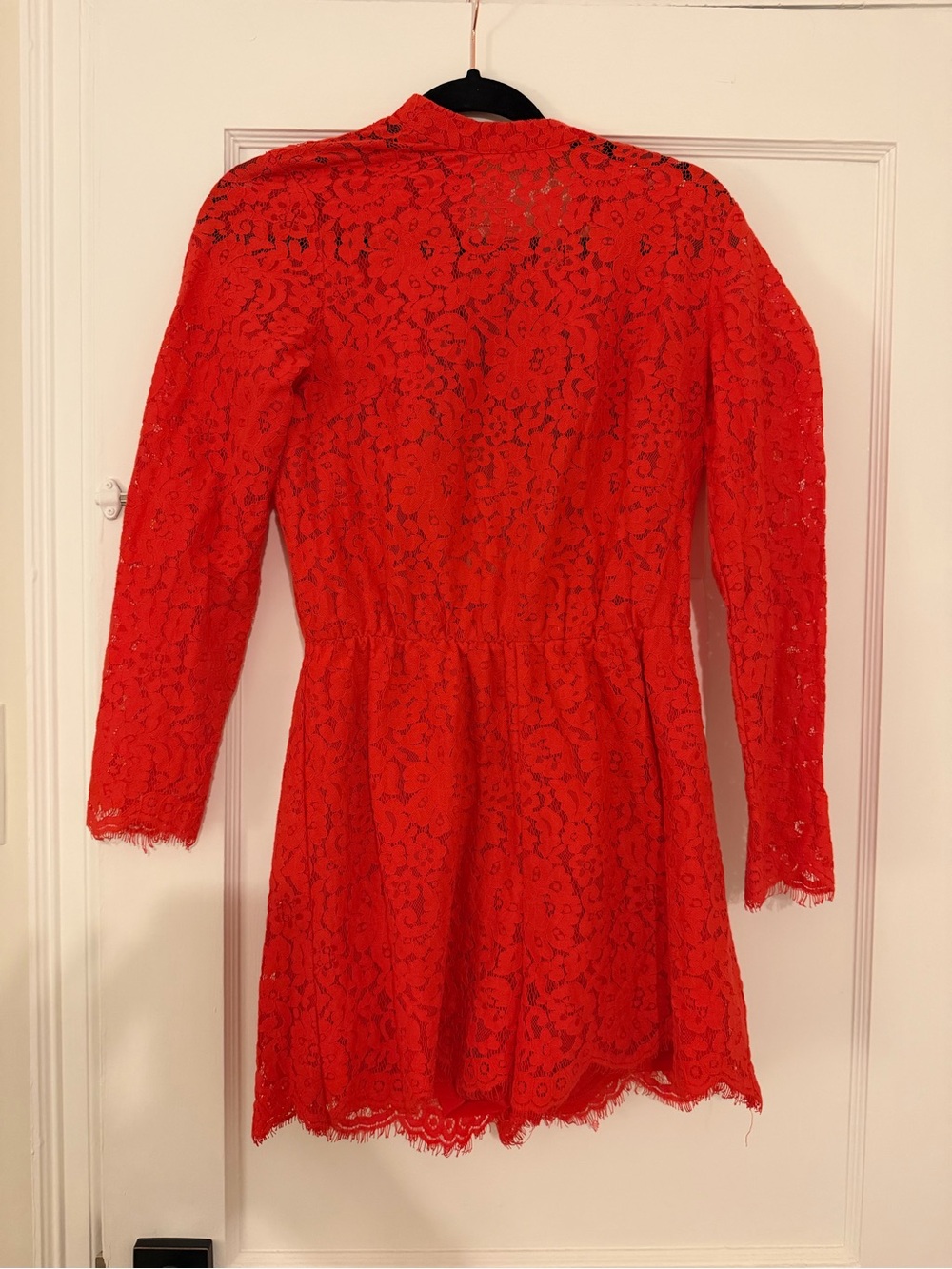 Women's Red Lace Long-Sleeve Romper